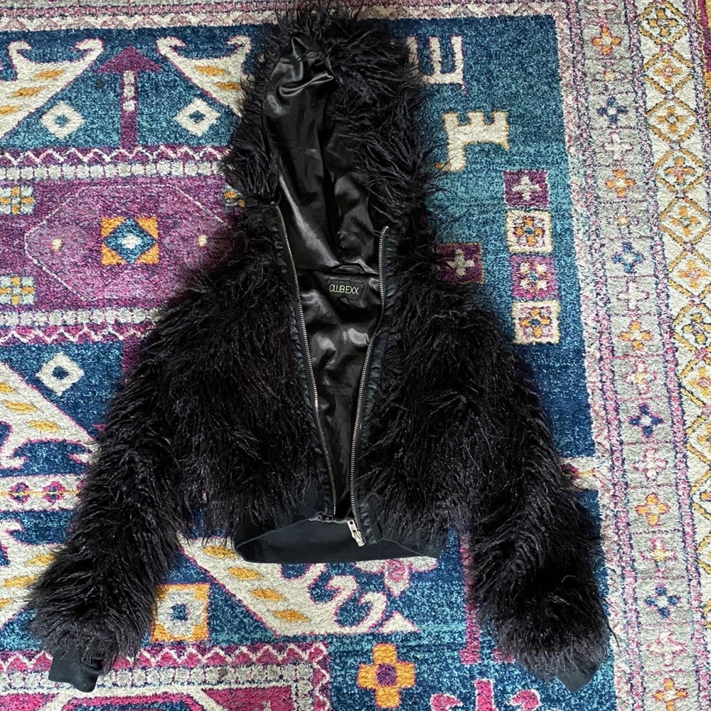 Club Exx cropped fuzzy jacket